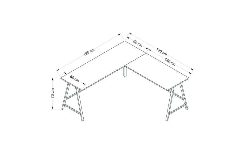 Skrivebord Nagender 180 cm - Hvit - Møbler - Bord - Kontorbord - Skrivebord