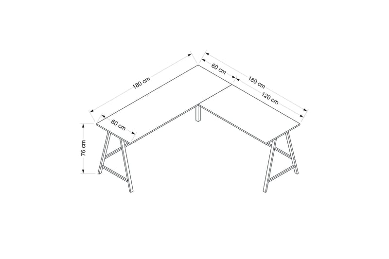 Skrivebord Nagender 180 cm - Svart - Møbler - Bord - Kontorbord - Skrivebord