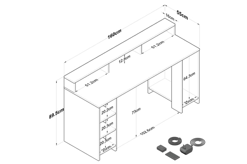 Skrivebord Nanak 160 cm - Valnøtt/Antrasitt - Møbler - Bord - Kontorbord - Skrivebord