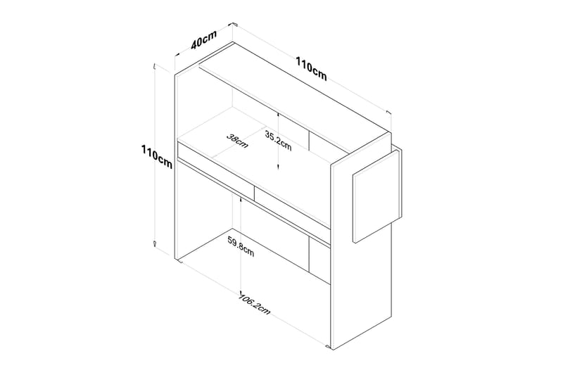 Skrivebord Naruto 110 cm - Marmor/Hvit - Møbler - Bord - Kontorbord - Skrivebord