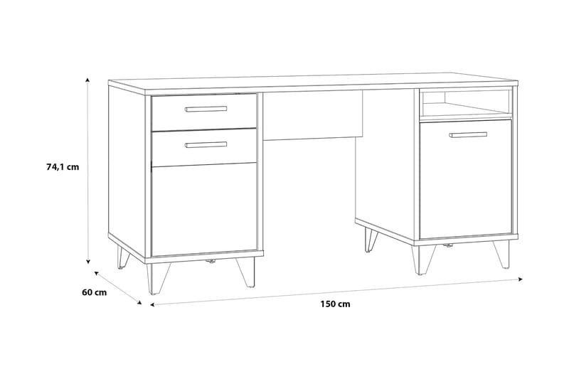 Skrivebord Sapes 150 cm - Brun/Grå - Skrivebord - Databord & PC bord