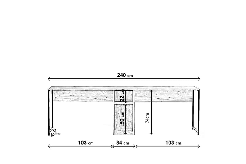 Skrivebord Selonnet 140 cm med Oppbevaringshyller - Natur/Svart - Møbler - Bord - Kontorbord - Skrivebord