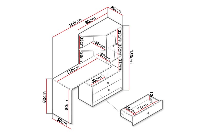 Skrivebord Staton 150 cm - Natur/Hvit - Møbler - Bord - Kontorbord - Skrivebord