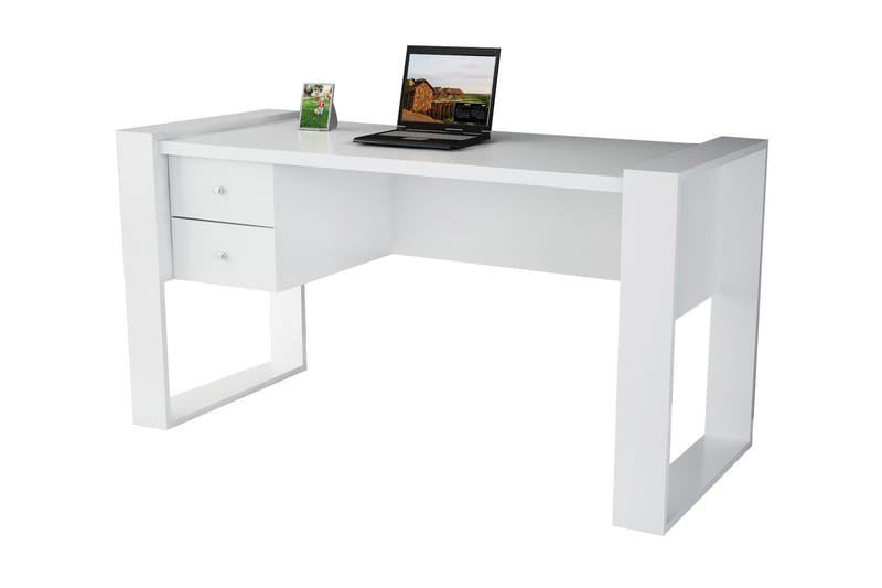 Skrivebord Tejmon 158 cm med Oppbevaringsskuffer - Hvit - Møbler - Bord - Kontorbord - Skrivebord