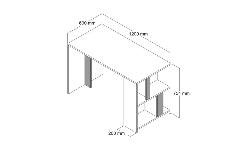 Skrivebord Tibani 120 cm med Oppbevaring Hylle - Brun/Hvit - Møbler - Bord - Kontorbord - Skrivebord