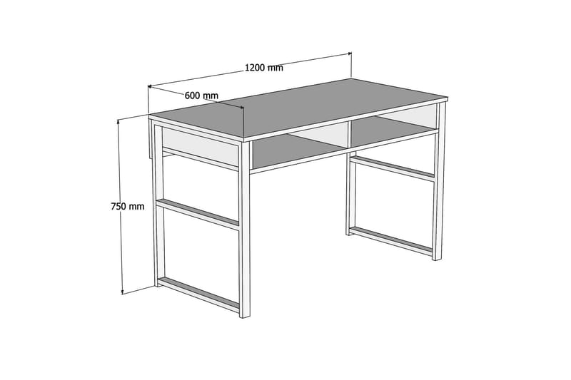 Skrivebord Tyrsberget 120 cm med Oppbevaringshylle - Hvit/Svart - Møbler - Bord - Kontorbord - Skrivebord