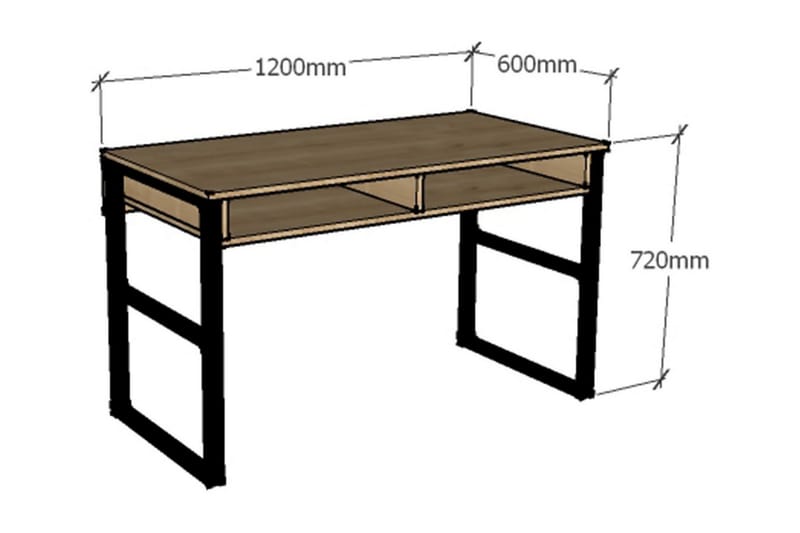 Skrivebord Tyrsberget 120 cm med Oppbevaringshylle - Natur/Svart - Møbler - Bord - Kontorbord - Skrivebord