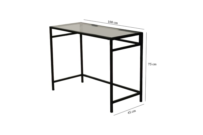 Skrivebord Vallsbo 100 cm - Glass/Røykfarget/Svart - Møbler - Bord - Kontorbord - Skrivebord