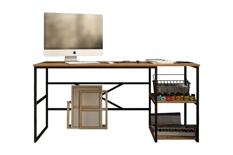 Skrivebord Vogue 160x75x160 cm med oppbevaring - Grønn - Skrivebord - Databord & PC bord - Sammenleggbart bord - Marmorbord - Hev og senkbart skrivebord