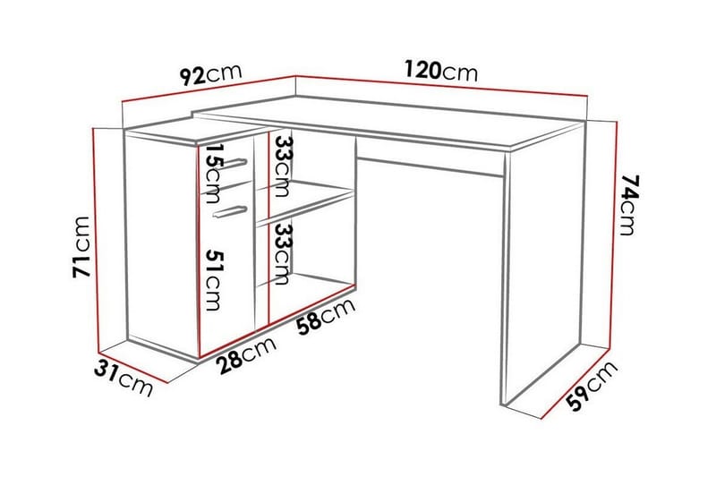 Skrivebord Wickston 120 cm - Antrasitt - Møbler - Bord - Kontorbord - Skrivebord