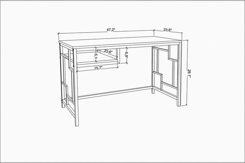 Skrivebord Wraphis 60x74,8x120 cm - Gull/Antrasitt - Møbler - Bord - Kontorbord - Skrivebord