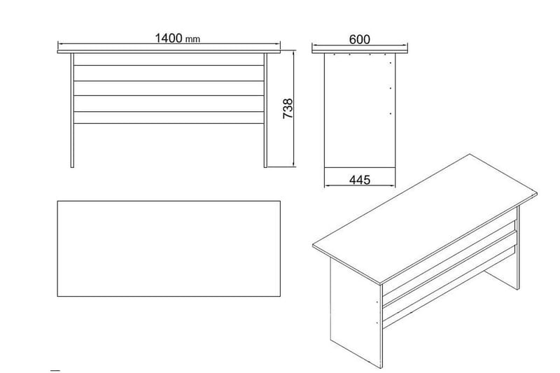 Skrivebord Wugao 140 cm med oppbevaring og fotskammel - Natur / Svart - Møbler - Bord - Kontorbord - Skrivebord