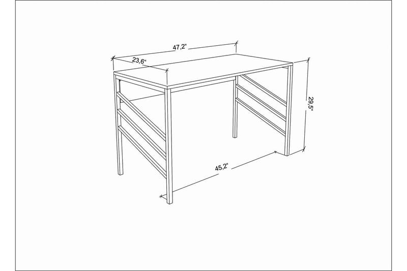 Skrivebord Yepan 60x74,8x120 cm - Gull/Brun - Møbler - Bord - Kontorbord - Skrivebord