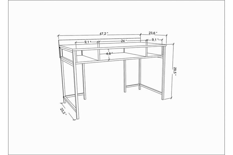 Skrivebord Yepan 60x74,8x120 cm med oppbevaring - Svart/Antrasitt - Møbler - Bord - Kontorbord - Skrivebord