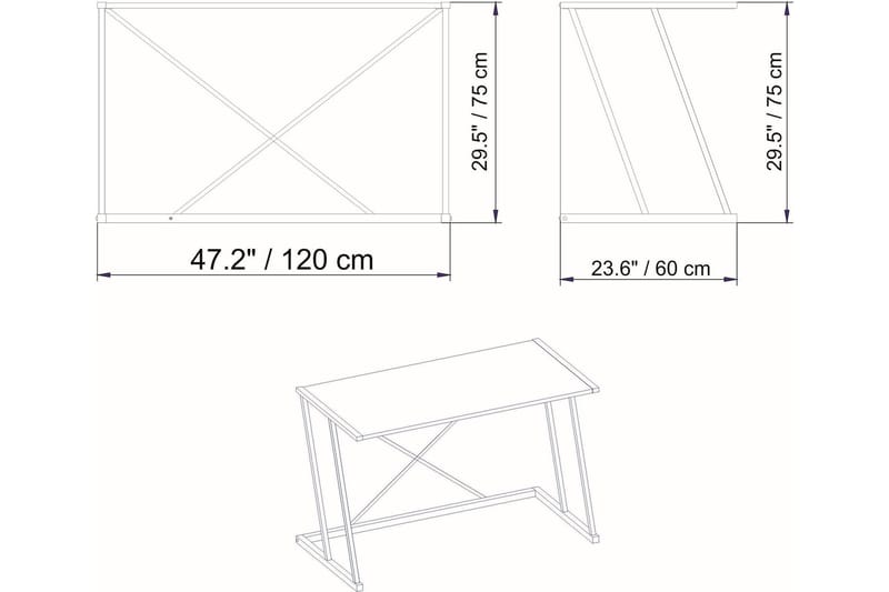 Skrivebord Yepan 60x75x114 cm med oppbevaring - Gull/Antrasitt - Møbler - Bord - Kontorbord - Skrivebord