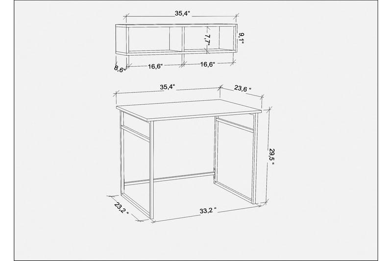 Skrivebord Yepan 60x75x90 cm - Gull/Brun - Møbler - Bord - Kontorbord - Skrivebord