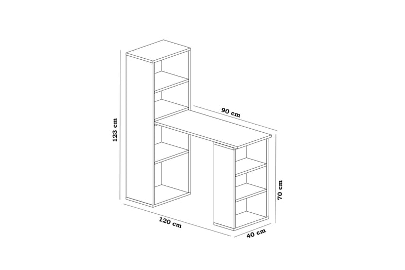 Skrivebord Pangler 120 cm med Oppbevaringshyller - Hvit - Møbler - Bord - Kontorbord - Skrivebord