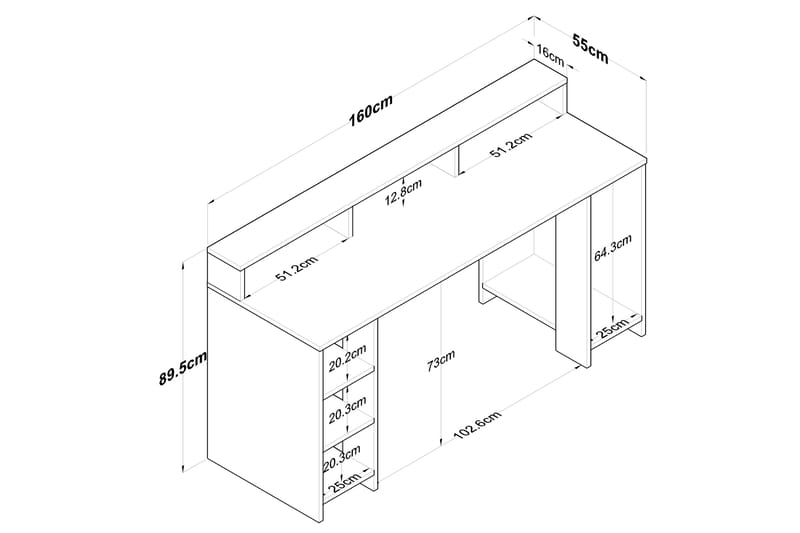 Skrivebord Parsant 160 cm - Valnøtt/Antrasitt - Møbler - Bord - Kontorbord - Skrivebord