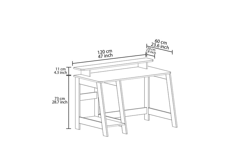 Voiture Skrivebord 60x120 cm - Hvit/Eik - Møbler - Bord - Kontorbord - Skrivebord