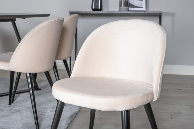 Marina Spisegruppe 180 cm Rektangulær med 6 Velvet Stoler - Beige - Møbler - Bord - Spisegruppe