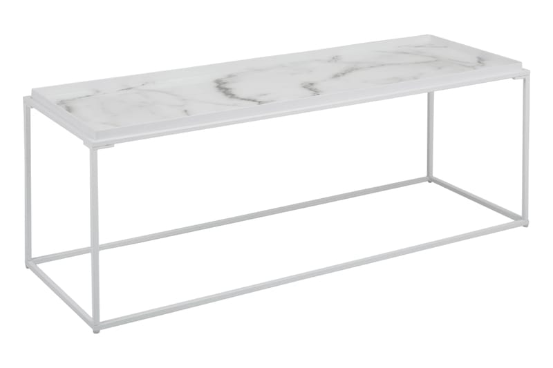 Sofabord Lyness 122 cm Marmormønster - Glass/Hvit/Svart - Møbler - Bord - Marmorbord