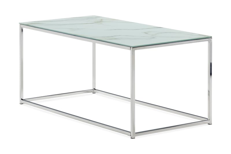 Sofabord Valeria 100 cm Marmormønster - Glass/Hvit/Krom - Møbler - Bord - Marmorbord