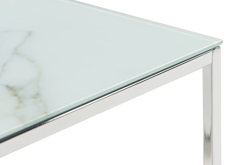 Sofabord Valeria 100 cm Marmormønster - Glass/Hvit/Krom - Møbler - Bord - Marmorbord