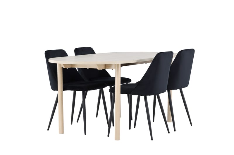 Matgruppe Andy 180 cm Oval med 4 Night stoler - Whitewash/Svart - Møbler - Bord - Spisegruppe