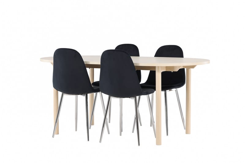 Matgruppe Andy 180 cm Oval med 4 Polar stoler - Whitewash/Svart - Møbler - Bord - Spisegruppe