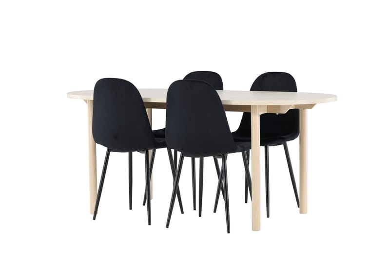 Matgruppe Andy 180 cm Oval med 4 Polar stoler - Whitewash/Svart - Møbler - Bord - Spisegruppe