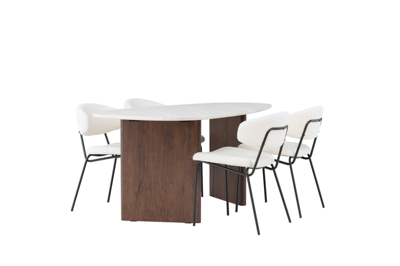 Matgruppe Chico 180 cm Oval med 4 Chico Stoler - Mocca - Møbler - Bord - Spisegruppe