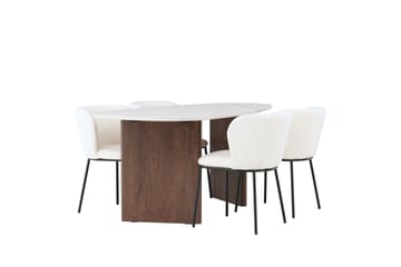 Matgruppe Edina 180 cm Oval med 4 Edina Stoler - Mocca - Møbler - Bord - Spisegruppe