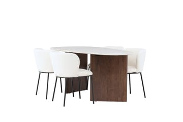 Matgruppe Edina 180 cm Oval med 4 Edina Stoler - Mocca - Møbler - Bord - Spisegruppe