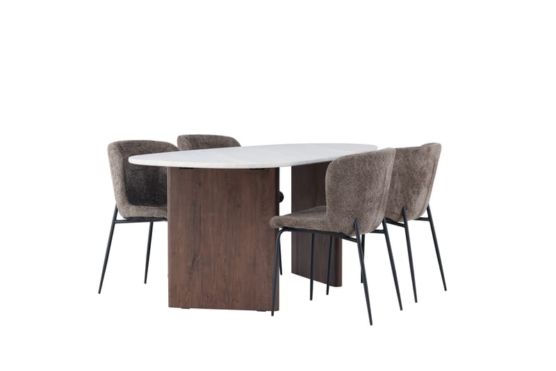 Matgruppe Habesh 180 cm Oval med 4 Habesh Stoler - Mocca - Møbler - Bord - Spisegruppe