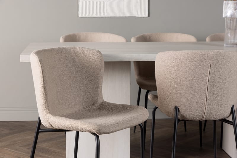 Matgruppe Habesh 200 cm Rektangulær med 6 Habesh Stoler - Beige - Møbler - Bord - Spisegruppe