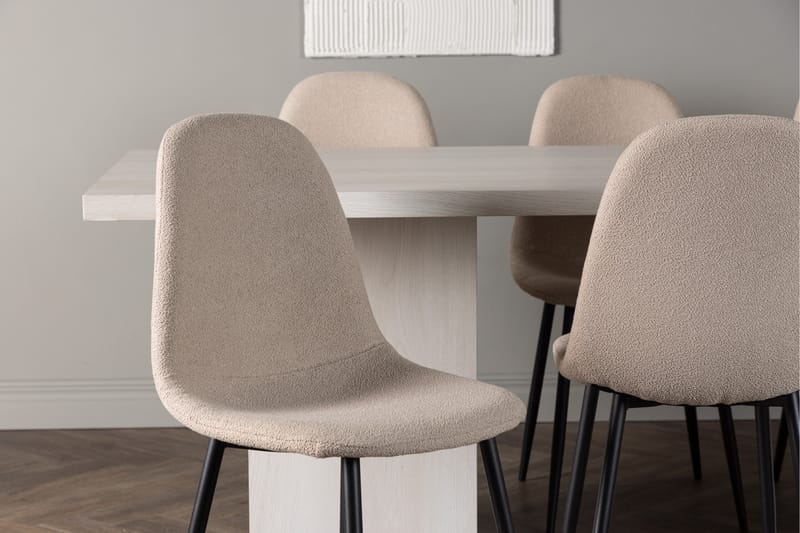 Matgruppe Nicci 200 cm Rektangulær med 6 Nicci Stoler - Beige - Møbler - Bord - Spisegruppe