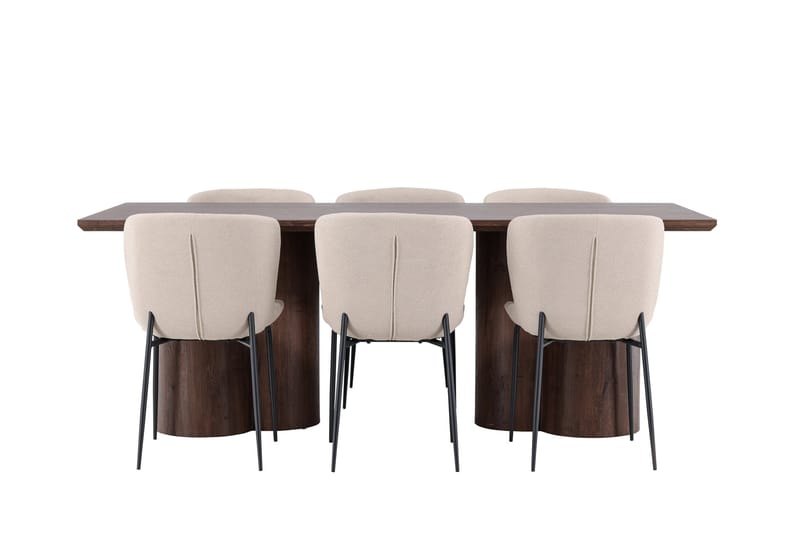 Matgruppe Olivia 210 cm Rektangulær med 6 Modesto stoler - Mocca/Beige - Møbler - Bord - Spisegruppe