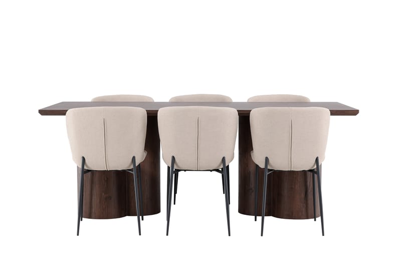 Matgruppe Olivia 210 cm Rektangulær med 6 Modesto stoler - Mocca/Beige - Møbler - Bord - Spisegruppe