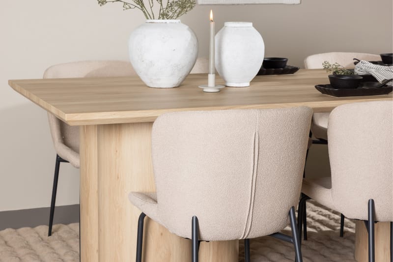 Matgruppe Olivia 210 cm Rektangulær med 6 Modesto stoler - Whitewash/Beige - Møbler - Bord - Spisegruppe