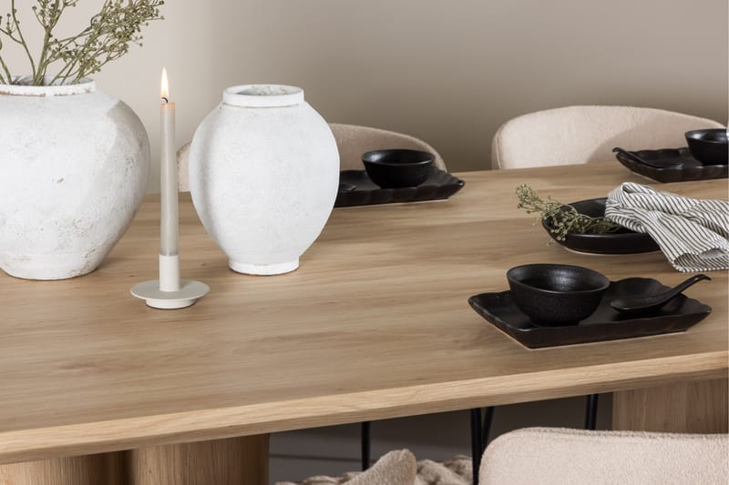 Matgruppe Olivia 210 cm Rektangulær med 6 Modesto stoler - Whitewash/Beige - Møbler - Bord - Spisegruppe