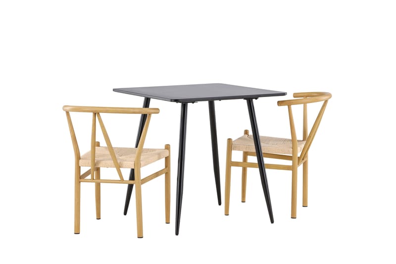 Matgruppe Polar 75 cm Kvadratisk med 2 Alfons stoler - Svart/Beige - Møbler - Bord - Spisegruppe