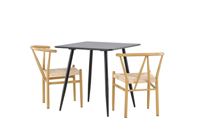 Matgruppe Polar 75 cm Kvadratisk med 2 Alfons stoler - Svart/Beige - Møbler - Bord - Spisegruppe