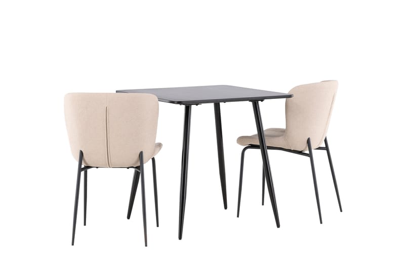 Matgruppe Polar 75 cm Kvadratisk med 2 Modesto stoler - Svart/Beige - Møbler - Bord - Spisegruppe