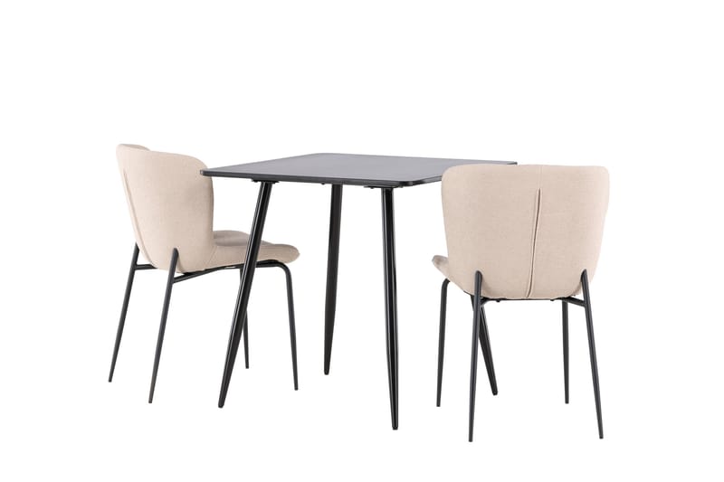 Matgruppe Polar 75 cm Kvadratisk med 2 Modesto stoler - Svart/Beige - Møbler - Bord - Spisegruppe