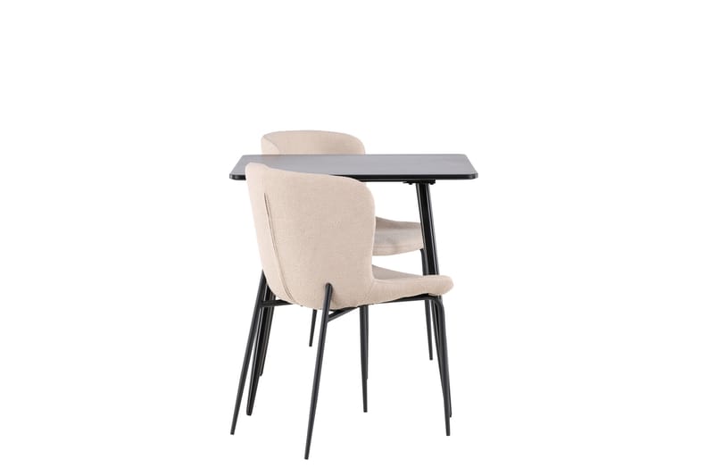 Matgruppe Polar 75 cm Kvadratisk med 2 Modesto stoler - Svart/Beige - Møbler - Bord - Spisegruppe