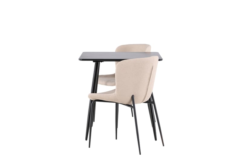 Matgruppe Polar 75 cm Kvadratisk med 2 Modesto stoler - Svart/Beige - Møbler - Bord - Spisegruppe