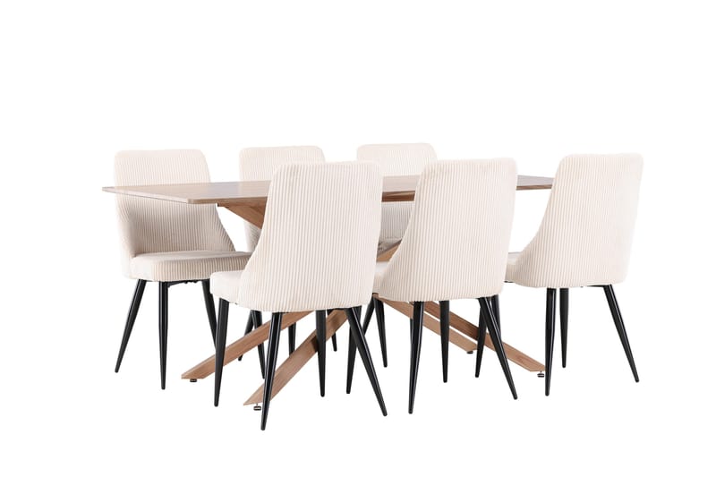 Matgruppe Piazza 180 cm Rektangulær med 6 Leone stoler - Mocca/Beige - Møbler - Bord - Spisegruppe