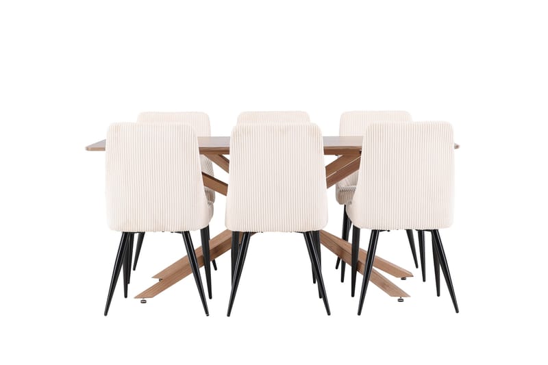 Matgruppe Piazza 180 cm Rektangulær med 6 Leone stoler - Mocca/Beige - Møbler - Bord - Spisegruppe