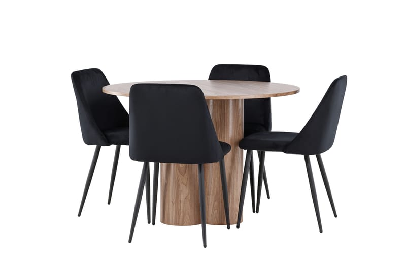 Olivia Spisegruppe 110 cm Rund med 4 Night stoler - Mocca/Sort - Møbler - Bord - Spisegruppe