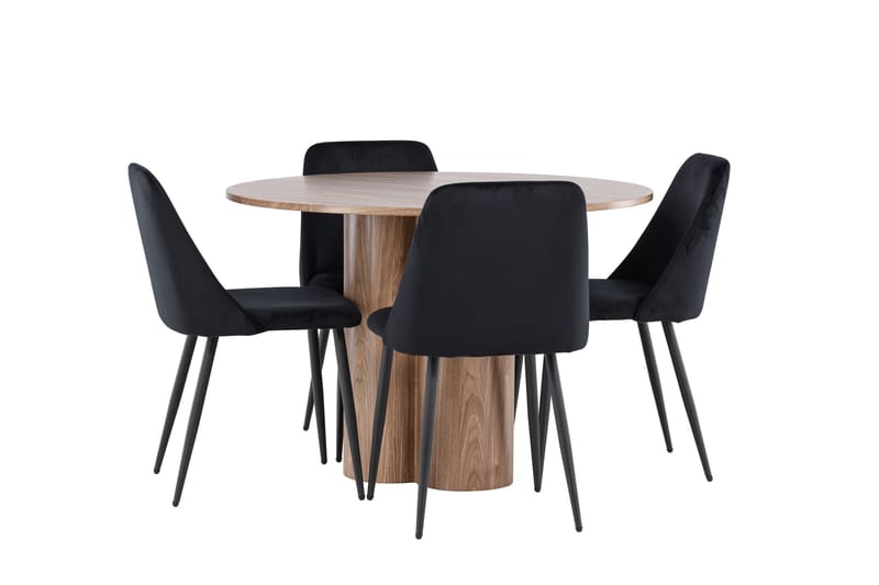 Olivia Spisegruppe 110 cm Rund med 4 Night stoler - Mocca/Sort - Møbler - Bord - Spisegruppe